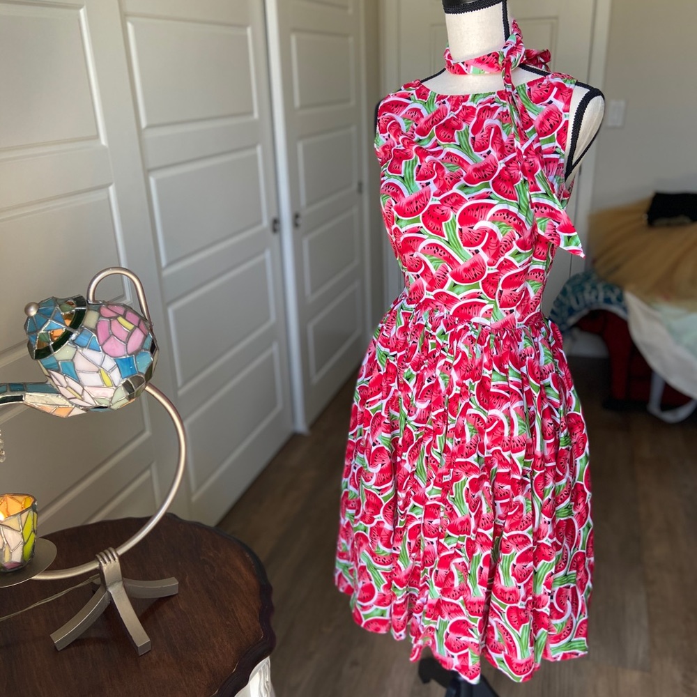 Unique Vintage Watermelon Dress with Tie